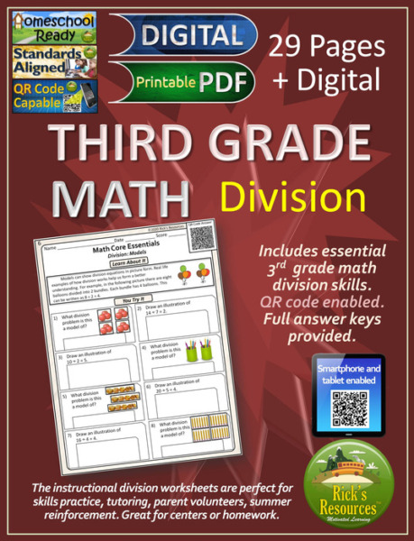 3rd Grade Math Division Print and Digital Versions