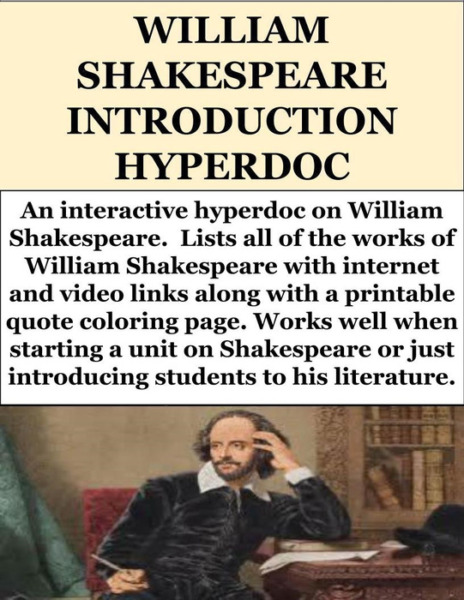 William Shakespeare Introduction Hyperdoc