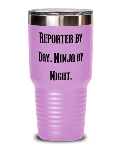 Reusable Reporter 30oz Tumbler, Reporter by Day. Ninja by, s For Colleagues, Present From Friends, Stainless Steel Tumbler For Reporter