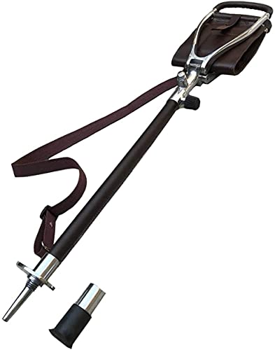 Haza NYC Adjustable Antique Brown Shooting Stick | Very Durable Heavy Duty Big Size Leather Seat Folding Chairs | Polo Fishing Golf Seat Stick | Lightweight Hiking Walking Sticks