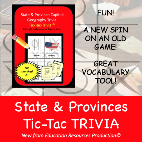 USA Geography Tic Tac Trivia Board Game