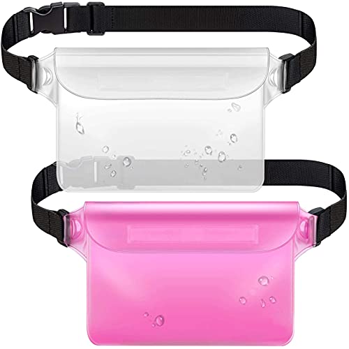 HULODIS 2-PCS Waterproof Fanny Pack for Men & Women Screen Touchable Waterproof Pouch with Adjustable Waist Strap Waterproof Bag for Swimming Snorkeling Boating Dry Bag Keep Your Phone & Valuables Dry