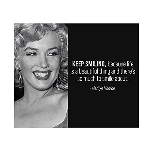 Marilyn Monroe Quotes-“Keep Smiling-Life Is A Beautiful Thing”-Inspirational Wall Art -10×8″ Retro Photo Print-Ready to Frame. Motivational Home-Office-Studio-Cave Decor! Great Vintage Gift for Fans!