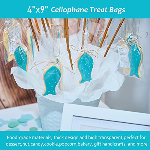 Yotelab Cellophane Treat Bags, 4×9 Inches Clear Cellophane Bags With Twist Ties,100 Pcs | The Storepaperoomates Retail Market - Fast Affordable Shopping