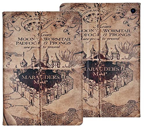 YHB Case for Amazon Fire HD 10 & HD 10 Plus Tablet (11th Generation 2021 Release), PU Leather Folding Stand Shell Multiple Viewing Angles Protective Cover, Marauder’s Map Vintage