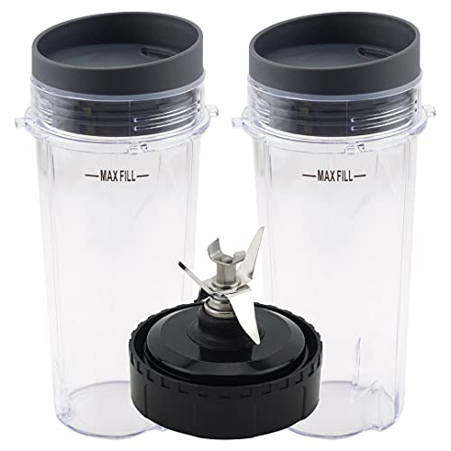 2 Pack 16 oz Cup with Lids + Extractor Blade for Nutri Ninja BL770 BL772 BL773CO