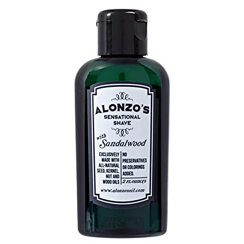 Alonzo’s Sensational Shave – Pre Shave Oil with Sandalwood Oil, Beard Kit Essential, Men’s Face Care and Skin Care Pre-Shave Oil, 2fl oz
