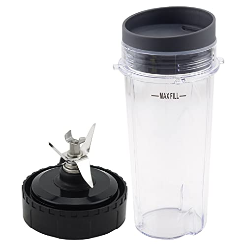 16 oz Cup with Lid and Extractor Blade for Nutri Ninja BL770 BL771 BL772 BL773CO