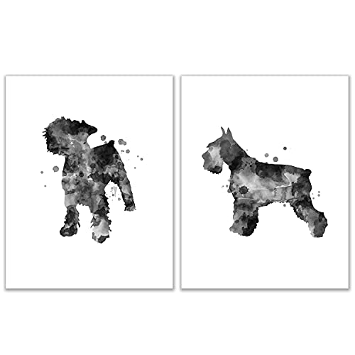 Summit Designs Schnauzer Watercolor Dog Puppy Wall Art Decor Prints – Set of 2 (11×14) Inch Unframed Poster Photo – Gift Idea – Bedroom Basement Office