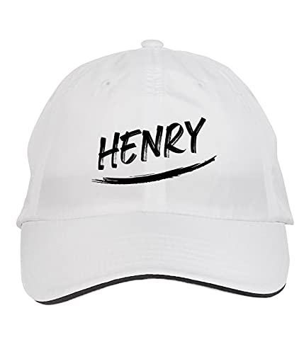 Makoroni – Henry Name Hat Adjustable Cap, DesH87 White