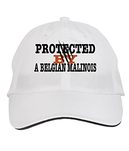 Makoroni – Protected by A Belgian Malinois Dog Dogs Hat Adjustable Cap, DesE85 White