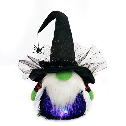 PICUKI Halloween Gnomes Decorations Cute Witch Plush Gnome for Indoor Home Decor Fall Gnomes Lights Farmhouse Decor Swedish Tomte Holiday Party Gifts Ornaments 16 Inch