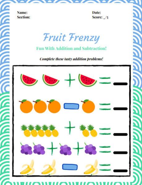 Fruit Frenzy – Addition and Subtraction for Kids!
