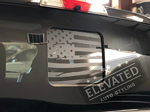Elevated Auto Styling – Ford F150 Rear Middle Window American Flag Decal Fits , F250, F350… (Distressed)