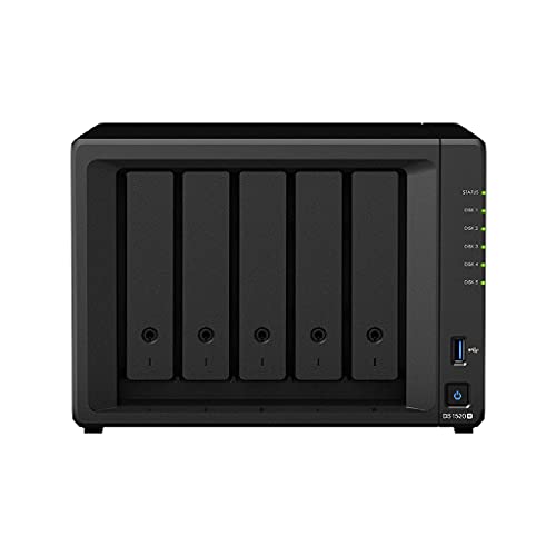 Synology DiskStation DS1520+ NAS Server for Business with Celeron CPU, 8GB DDR4 Memory, 20TB HDD, DSM Operating System