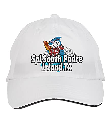 Makoroni – SPI South Padre Island Tx Surf Surfing Beach Hat Adjustable Cap, DesA4 White