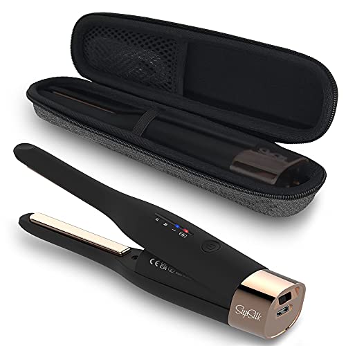 SupSilk Cordless Hair Straightener – 3/10 inch Gold Titanium Pencil Flat Iron for Short Thin Fine Hair Bangs, Men’s Beard Straightener, Travel Rechargeable Mini Sized with Hard Carrying Case