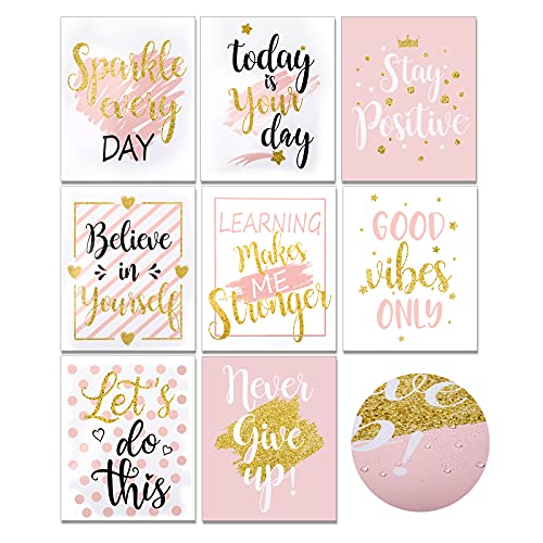 8 Pieces Inspirational Wall Decor Girl Motivational Posters Teen Girls Room Girls Room Wall Decor Motivational Prints for Women Inspirational Posters for Girls Bedroom Classroom 8 x 10 Inch
