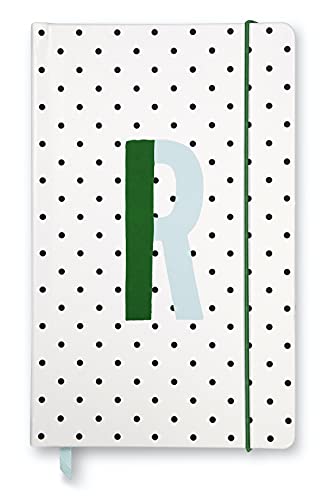 Kate Spade New York Take Note Large Polka Dot Leatherette Initial Notebook, Bound Journal Includes 168 Lined Pages and Bookmark, R (Green)