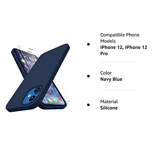 CellEver 𝟐𝟎𝟐𝟑 𝐔𝐩𝐠𝐫𝐚𝐝𝐞𝐝 Silicone Case for iPhone 12, 12 Pro Ultra Slim [2 Tempered 9H Glass Screen Protectors Included] Shockproof Phone Cover with [Soft Microfiber Lining] Navy Blue | The Storepaperoomates Retail Market - Fast Affordable Shopping