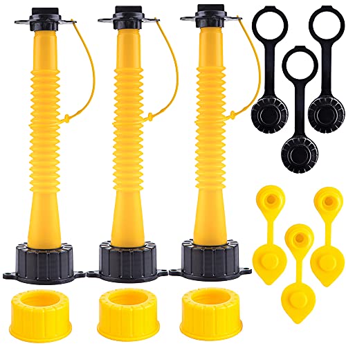 WHSSFINE Gas Can Spout Replacement Flexible Pour Nozzle Vent Kit with Gasket Stopper Cap Fine and Coarse Screw Caps Compatible with Gott Rubber Main Scepter Blitz Most of Old Style Water Jug Oil Tank