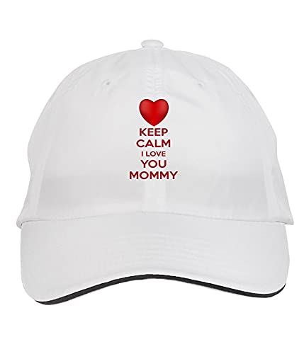 Makoroni – Keep Calm I Love You Mommy Hat Adjustable Cap, DesX35 White