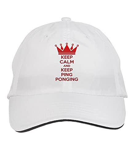 Makoroni – Keep Calm and Keep Keep Calm and Keep PING PONGING Hat Adjustable Cap, DesA47 White