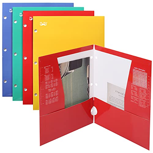 Mr. Pen- Pocket Folders, 4 Pocket, 4 Pack, Assorted Colors, Folders with Pockets 3 Hole Punched, Folders, Folders for School, Folders with Pockets, Binder Folders, Pocket Folders for 3 Ring Binder.