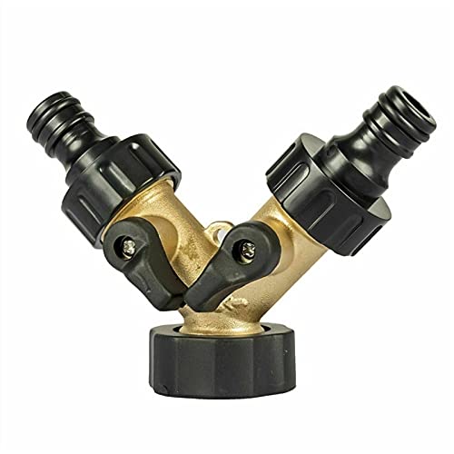 ANYUFEI Connector Adapter Hose Splitter Brass Tap Distributor 2 Way Y-Shaped Tap Distributor Hose Splitter with Couplings for 3/4″ Tap