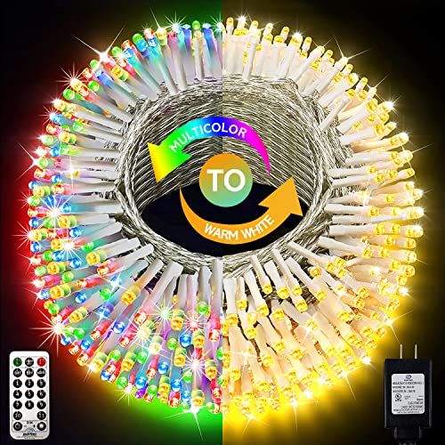 Color Changing Christmas Lights Outdoor – 328Ft 720 LED Fairy String Lights with 11 Lighting Modes & Remote, Waterproof Christmas Tree Lights for Indoor Outside Decorations, Warm White & Multicolor