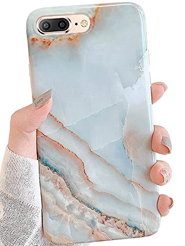 J.west iPhone 8 Plus Case/iPhone 7 Plus 5.5,Luxury Grey Marble Design Graphics Stone Pattern Ultra Slim Thin Bumper Soft Rubber TPU Silicone Protective Phone Case Cover for Women Girls Agate Slice