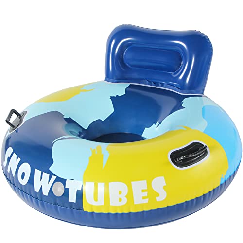 BLEWINDZ Snow Tube Sled for Kids and Adults, 47″ Snow Sleds Heavy Duty with Handles, Big Inflatable Snow Tubes for Outdoor Sledding for Boys Girls