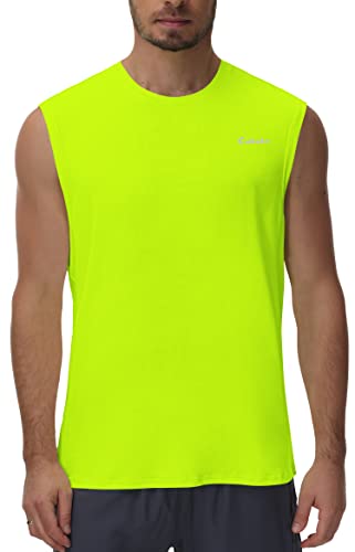 Cakulo Men’s Workout Swim Sleeveless Shirts Quick Dry Beach Pool Tech Running Athletic Exercise Muscle Bodybuilding Basketball Summer Joggers Tank Top Big and Tall Neon Yellow 4XL