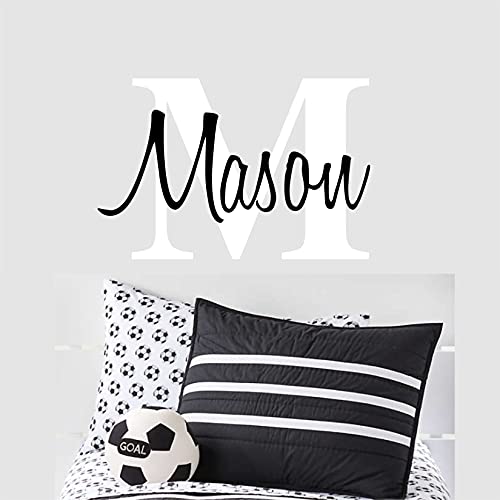 Custom Name & Initial Wall Decal- Baby Boy Girl Unisex – Nursery Decal for Home Bedroom Children – Wall Sticker (400) (16″ Wide x 10″ high)