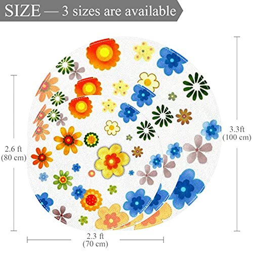 Round Floor Protector Mats for Baby Play Kids Pets Safety Non Slip Mats Yoga Mats 39.4 Inch Diameter in Three Sizes Cute and Fresh Flowers | The Storepaperoomates Retail Market - Fast Affordable Shopping