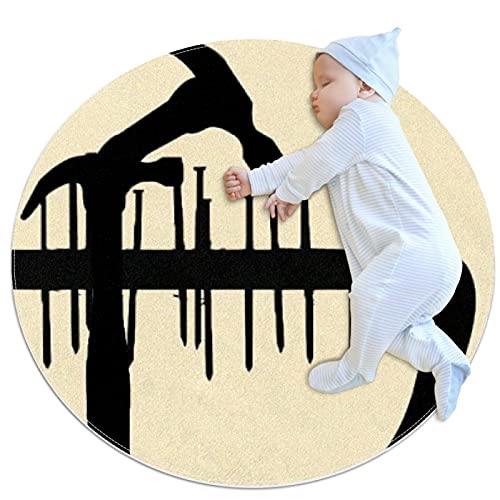 Round Floor Protector Mats for Baby Play Kids Pets Safety Non Slip Mats Yoga Mats 31.5 Inch Diameter in Three Sizes Hammer and Nail