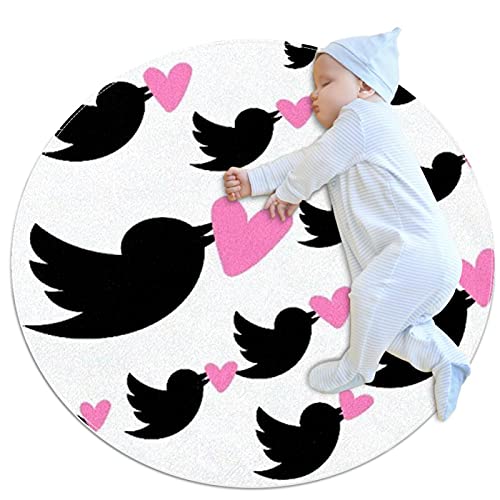 Round Floor Protector Mats for Baby Play Kids Pets Safety Non Slip Mats Yoga Mats 27.6 Inch Diameter in Three Sizes Pigeon Sending Love