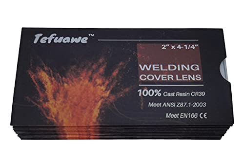 Tefuawe 100% Cast Resin 39 Plastic Replacement Lens, 10 Pack, Clear Cover Lens for Solar Auto Darkening Welding Filter 2”x4.25”