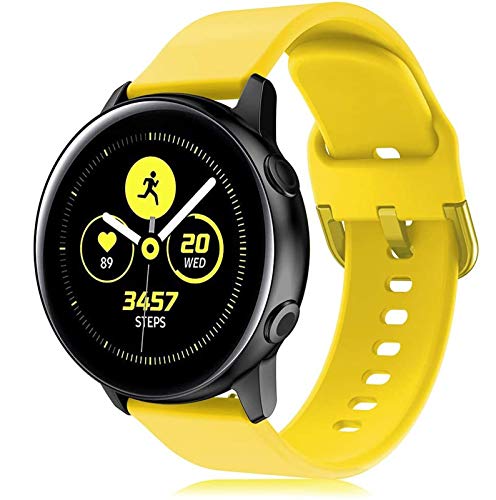 WSGGFA 20/22mm Strap for Samsung Galaxy Watch 3 Active 2/42mm/41mm/Gear S3/Sport Silicone Bracelet Smar twatch for Huawei Watch GT 2 Band 46 (Band Color : Yellow 4, Band Width : Hauwei GT2 2e 46mm)