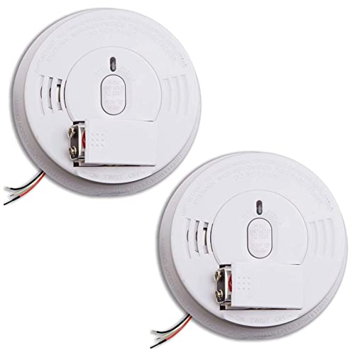 Kidde Smoke Detector, Hardwired Smoke Alarm with Battery Backup, Front-Load Battery Door, Test-Silence Button, Pack of 2