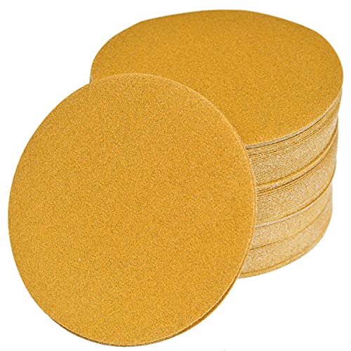 Aiyard 6-Inch No-Hole Hook and Loop Sanding Discs 120-Grit, Random Orbital Sandpaper for Automotive and Woodworking, 100-Pack