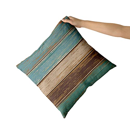 Wood Throw Pillow Cover Set of 2, Retro Rustic Barn Teal Green Brown Pillow Case Soft Cotton Home Decorative Pillow Cases 18 X 18 Inch Double Sided Cushion Covers for Indoor Outdoor Bedroom and Car | The Storepaperoomates Retail Market - Fast Affordable Shopping