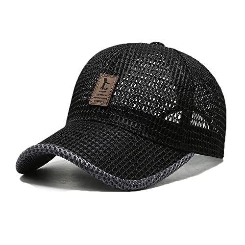 FASHIXD Summer Mesh Baseball Cap for Men Women Trucker Mesh Hat Baseball Hats Outdoor Sports Running hat (1-Black)