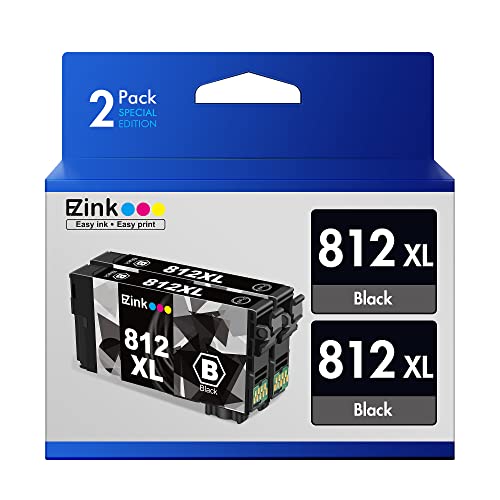E-Z Ink (TM Remanufactured Ink Cartridge Replacement for Epson 812XL 812 T812XL T812 to use with Workforce Pro WF-7820 WF-7840 Workforce EC-C7000 Printer (2 Pack)