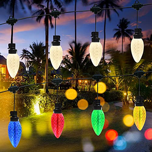 AWQ 35 FT Outdoor String Lights Commercial Grade Light 11 Modes Function Waterproof Extendable with Remote Control for Indoor Outdoor Wedding Party Christmas Decor (Warm & Multicolour)