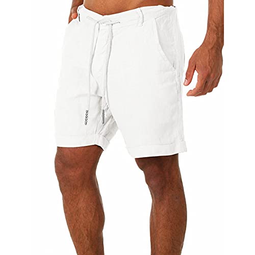 Shorts for Men Fitness Bodybuilding Cotton Linen Trouser Pockets Beach Shorts Pants Summer Casual Cool Shorts