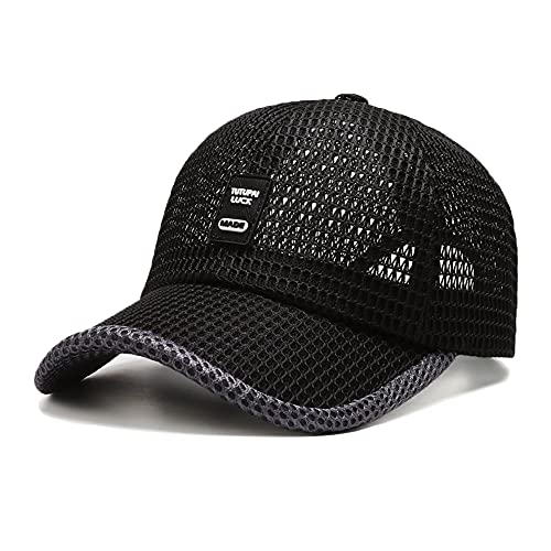 FASHIXD Summer Mesh Baseball Cap for Men Women Trucker Mesh Hat Baseball Hats Outdoor Sports Running hat (2-Black)
