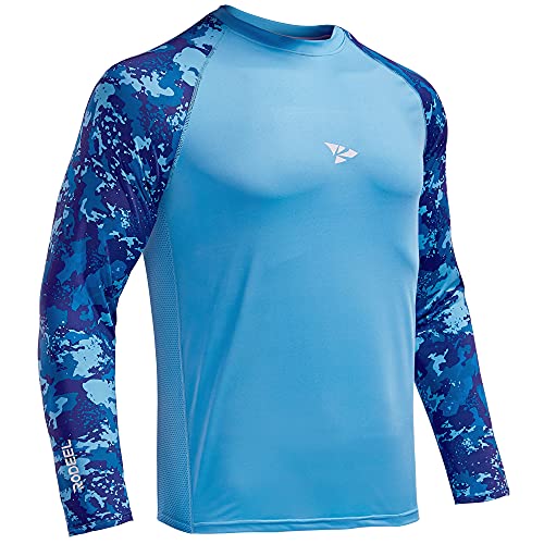 Rodeel Men’s UPF 50+ Sun Protection Loose-Fit Fishing Hiking Running T-Shirt Sky Blue