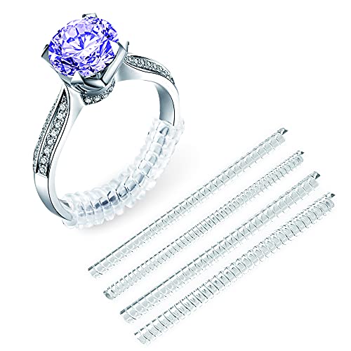 AdnesUSA Invisible Ring Size Adjuster – 12 Pack, 4 Sizes – for Loose Rings,Clear Invisible Ring Resizer Fit Any Ring Guard,Transparent Jewelry Sizer Spiral Silicone Tightener