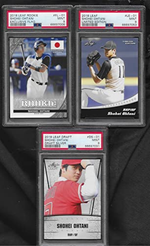 PSA RARE SHOHEI OHTANI LEAF ROOKIE 3 CARD LOT LOW POPULATION ON THESE CARDS GRADED PSA MINT 9 ANGELS MVP SUPERSTAR